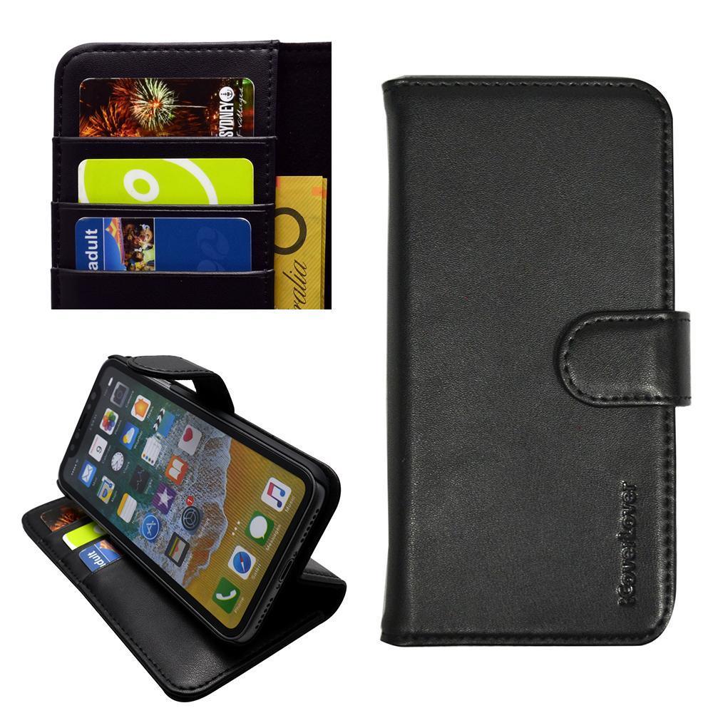 iCoverLover Black Real Top-grain Cow Leather Wallet iPhone XS & X Case
