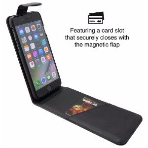 iCoverLover Black Vertical Flip Genuine Leather iPhone 7 Case