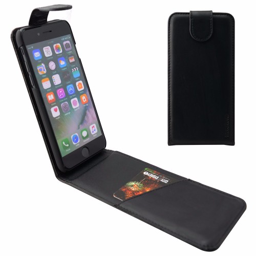 iCoverLover Black Vertical Flip Genuine Leather iPhone 8 & 7 Case