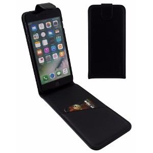 iCoverLover Black Vertical Flip Genuine Leather iPhone 8 PLUS & 7 PLUS Case