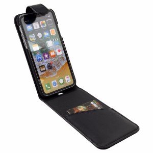 iCoverLover Black Vertical Flip Genuine Leather iPhone X Case
