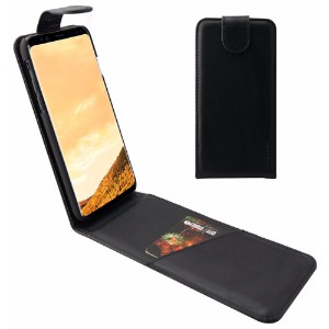 iCoverLover Black Vertical Flip Genuine Leather Samsung Galaxy S8 Case