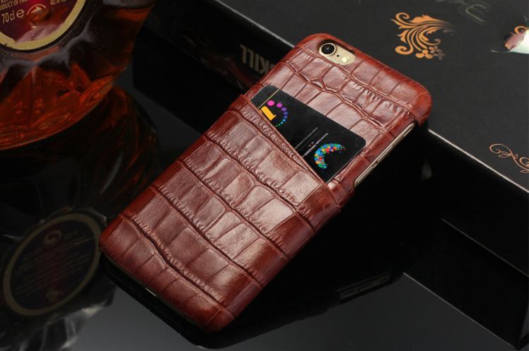 iCoverLover Dark Brown Crocodile Shell Genuine Cow Leather iPhone 7 Case