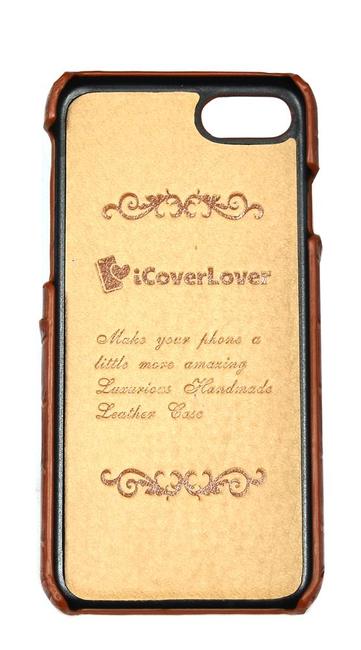 iCoverLover Light Brown Crocodile Shell Genuine Cow Leather iPhone 7 Case