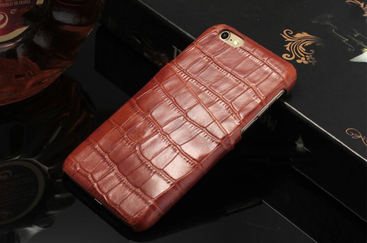 iCoverLover Light Brown Crocodile Shell Genuine Cow Leather iPhone 7 Case