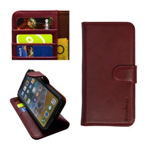 iCoverLover Reddish Brown Real Top-grain Cow Leather Wallet iPhone X Case