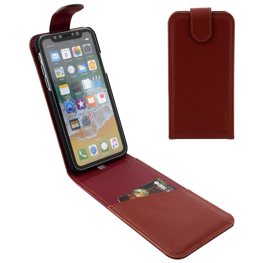 iCoverLover Reddish Brown Vertical Flip Genuine Leather iPhone X Case