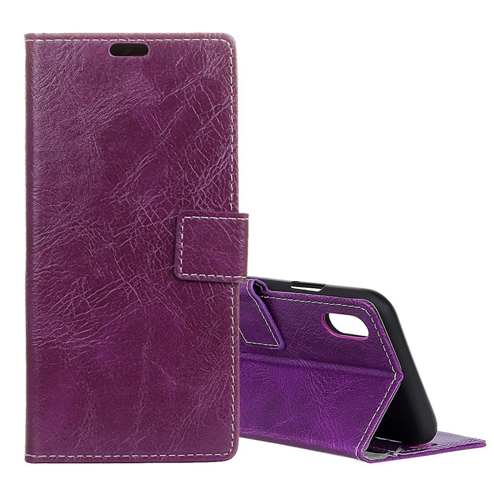 Purple Retro Crazy Horse Texture Leather Wallet iPhone XS MAX Case