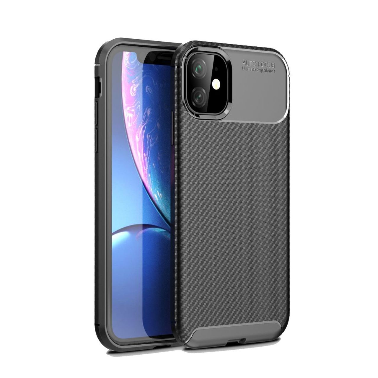 iPhone 11 Case, Carbon Fibre Texture Shielding Slim Back Cover