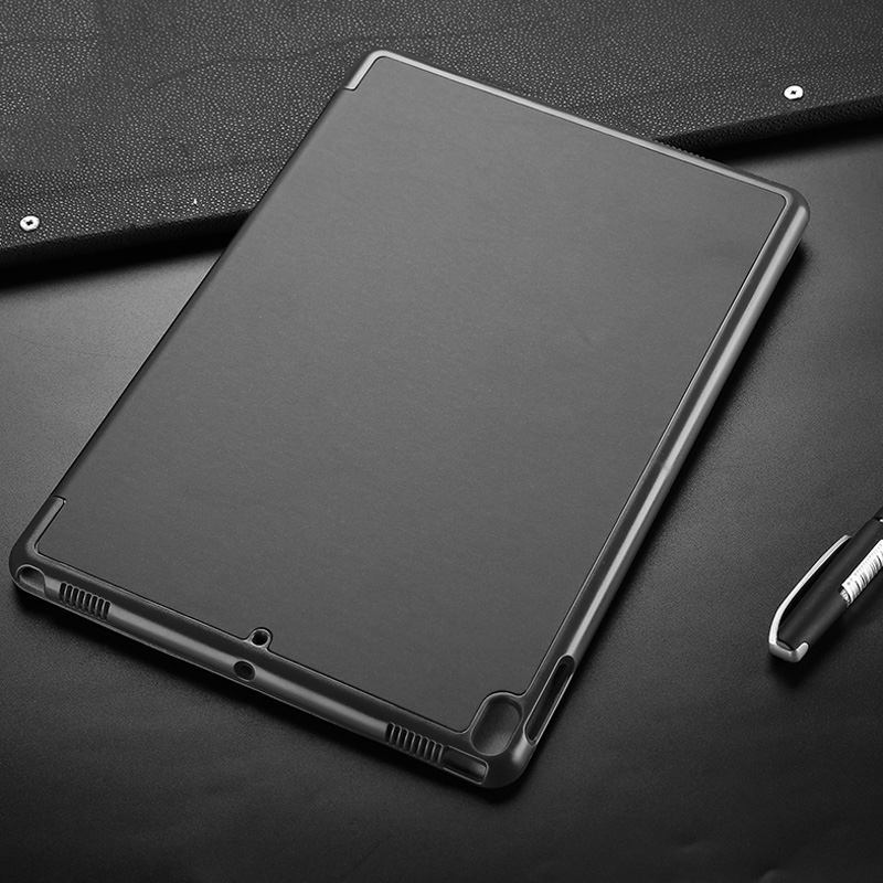 iPad Air 3 (2019) Case Grey Coloured PC + PU Leather 3-fold Holder Folio Protective Cover