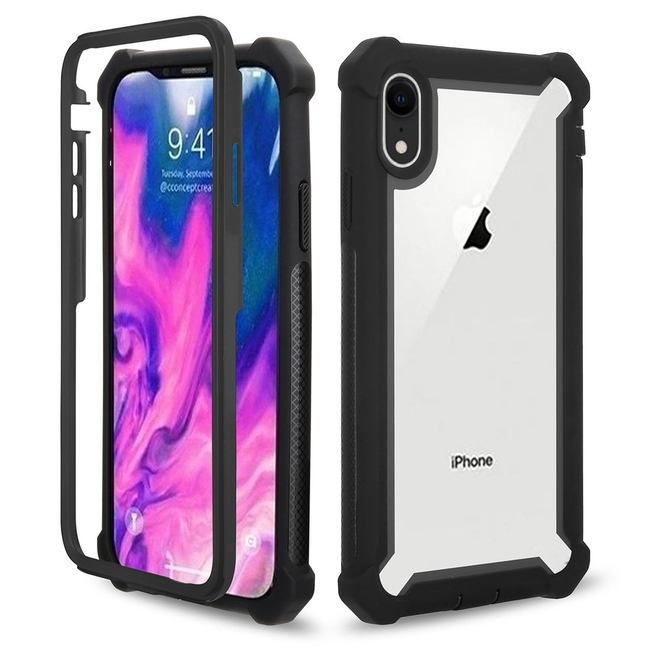 iPhone XR Case Black Four-corner Shockproof All-inclusive Transparent Space Cover with Improved Grip & Scratch-proof