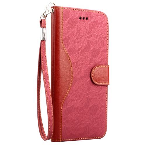 Magenta Lace Leather Wallet iPhone 6 & 6S Case