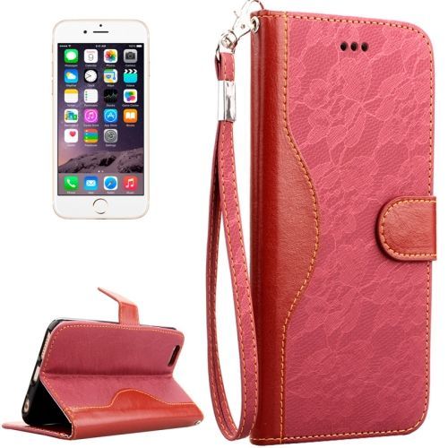 Magenta Lace Leather Wallet iPhone 6 & 6S Case