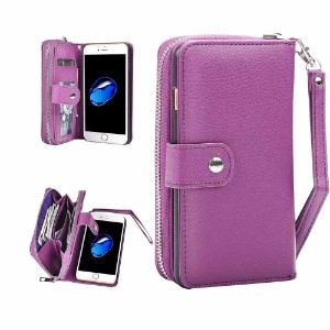 Purple Multifunctional Separable Leather Wallet iPhone 7 Case