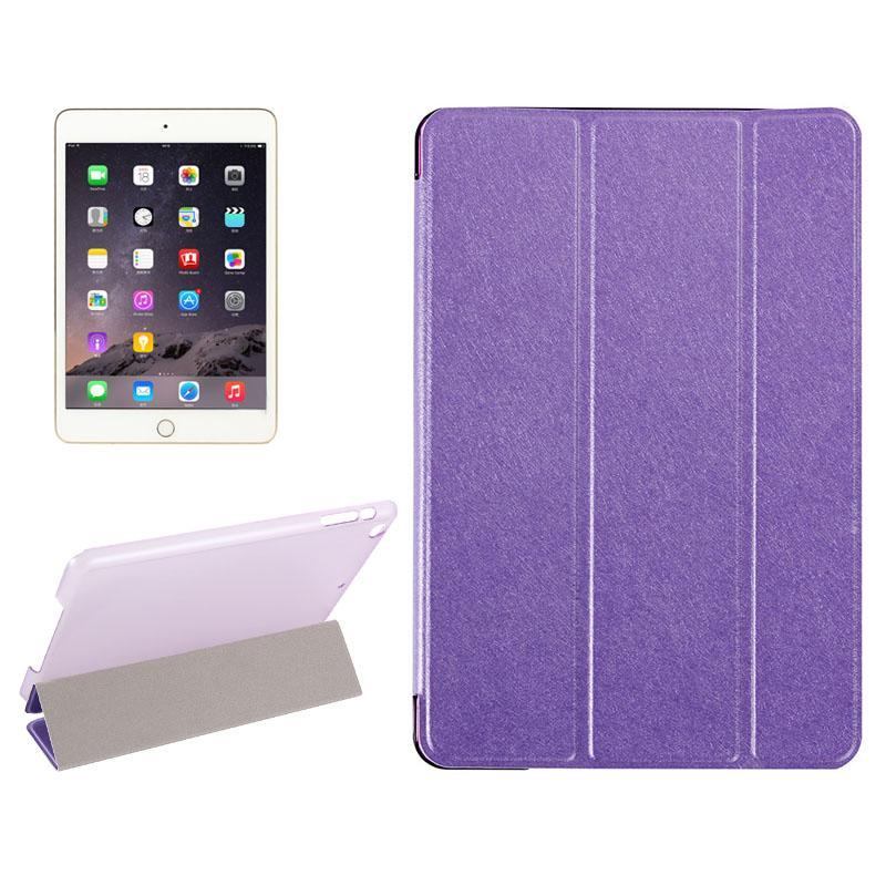 Purple Silk Textured 3-fold Leather Folio iPad Mini 4 Case