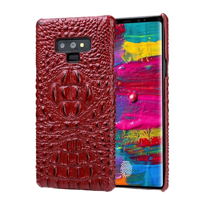 Samsung Galaxy Note 9 Case Red Genuine 3D Crocodile Leather Back Shell Cover
