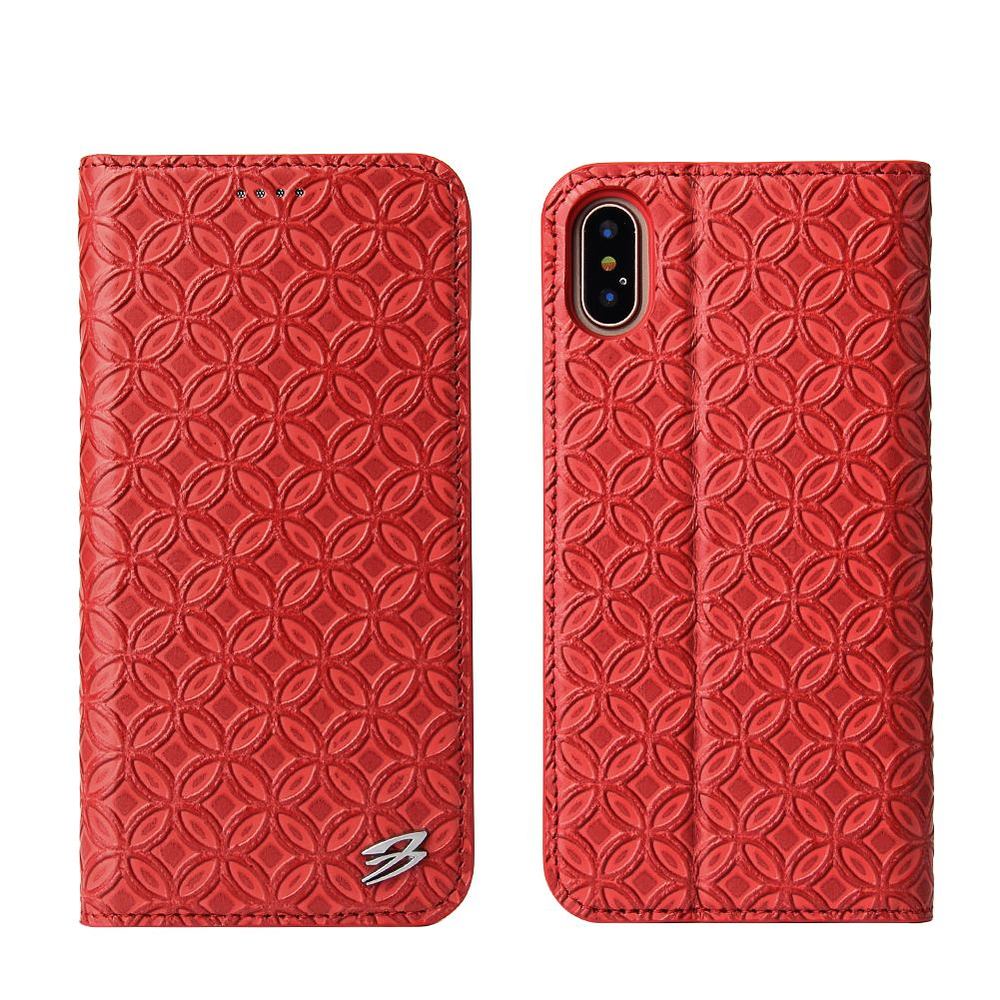 Red Fierre Shann Copper Coin Leather Wallet iPhone X Case