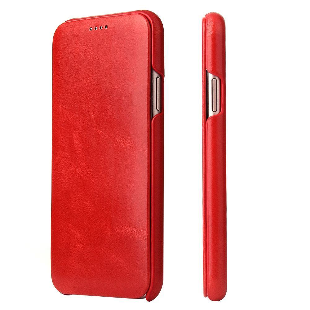 Red Fierre Shann Genuine Leather Flip iPhone X Case