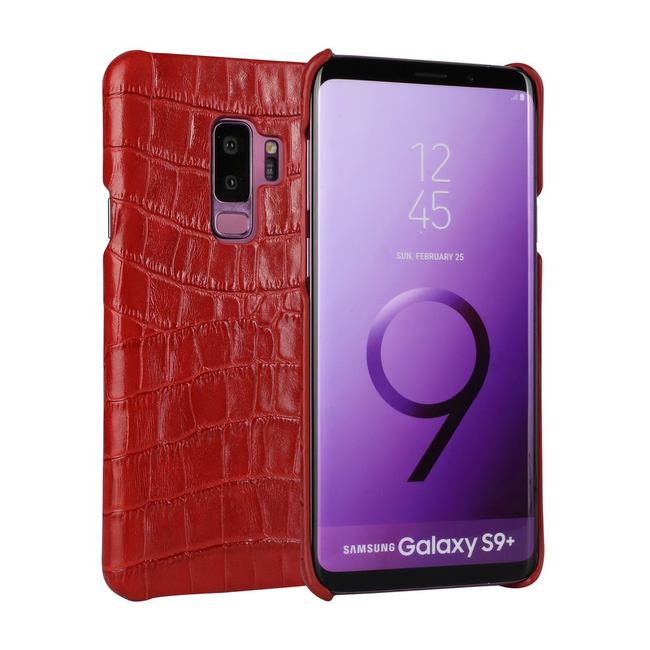 Red Crocodile Texture Genuine Leather Samsung Galaxy S9 Plus Case