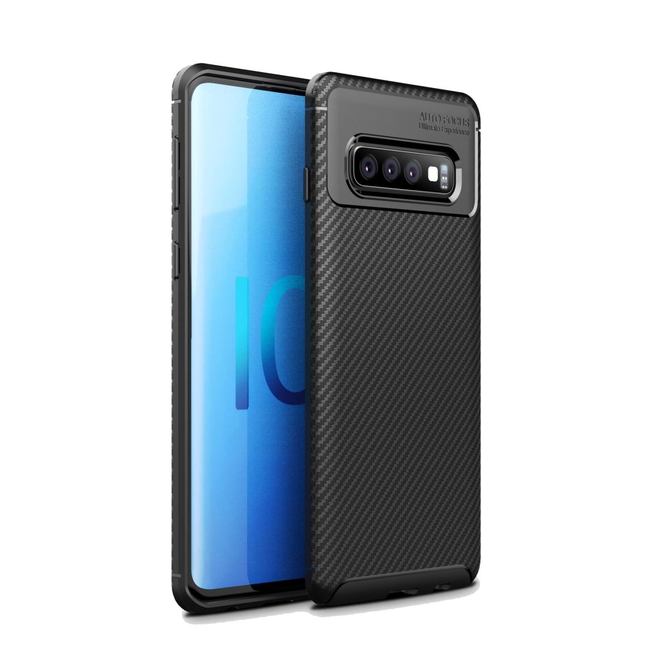 Samsung Galaxy S10 5G Case Black Carbon Fiber Texture Shockproof TPU Anti-Smudge Protective Cover