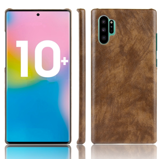 Samsung Galaxy Note 10+ Plus Case Brown Lychee Texture PC+PU Leather Shock-Proof Cover