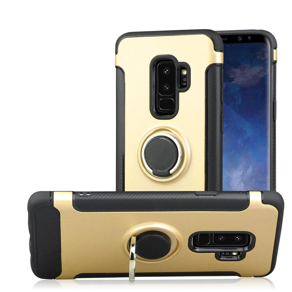 Gold Shockproof Armor Samsung Galaxy S9 PLUS Case with Ring Holder