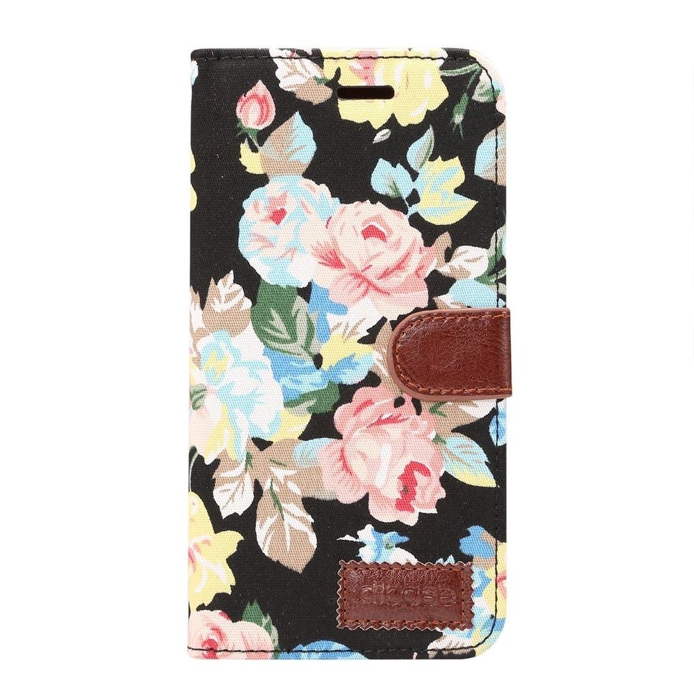 Black Flowery Print Leather Wallet Samsung Galaxy S9 PLUS Case