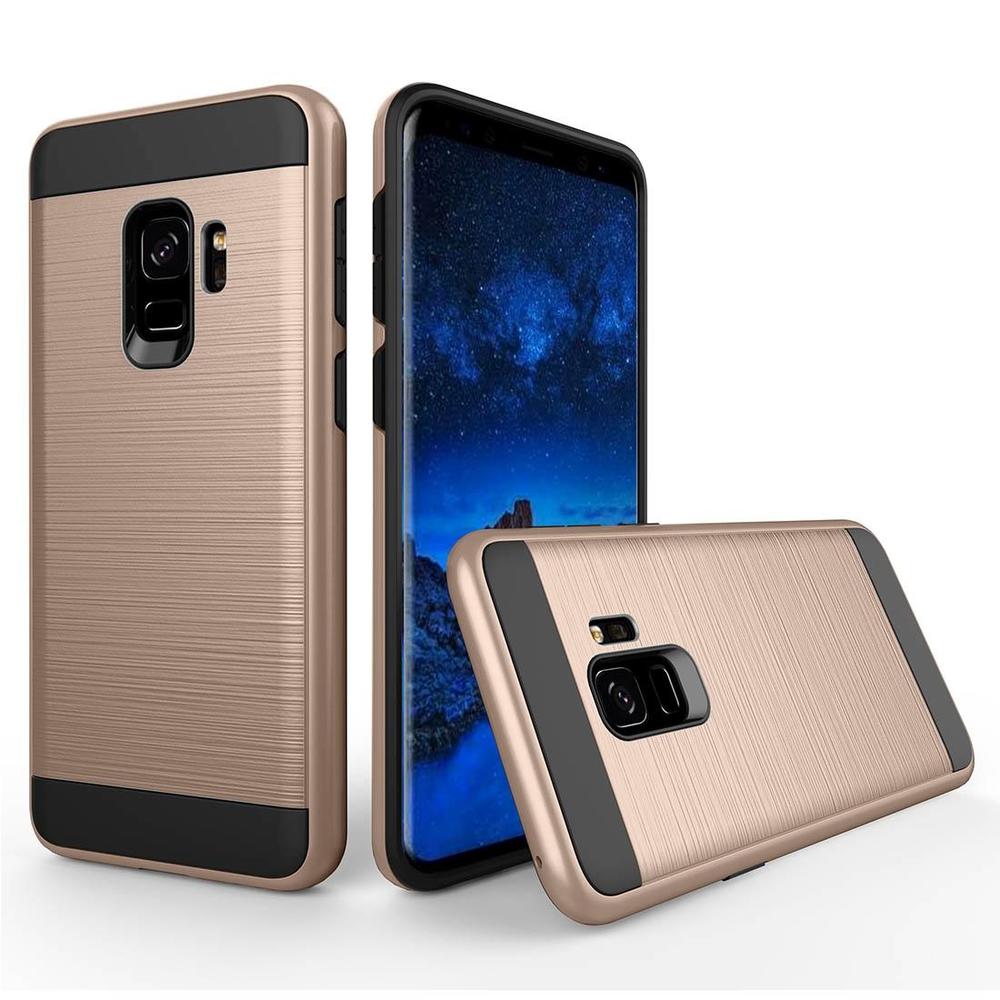 Gold Brushed Texture Armor Samsung Galaxy S9 Case
