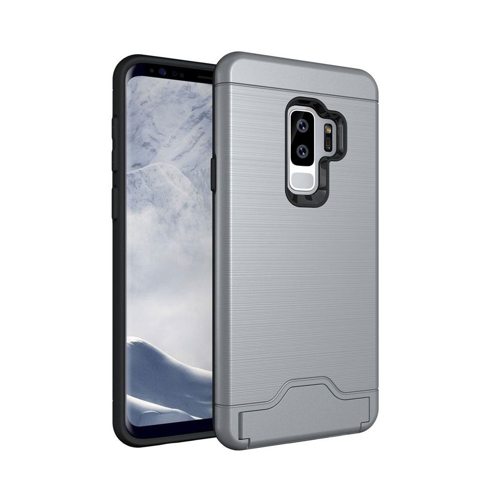 Grey Brushed Texture Samsung Galaxy S9 PLUS Protective Back Case with Card Holder