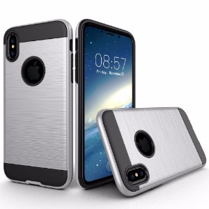 Silver Brushed Texture Armor iPhone X Case