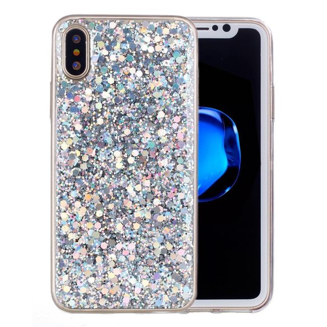 Silver Colorful Glitter Powder Style iPhone X Case