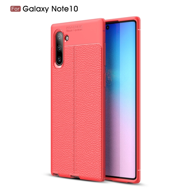 Samsung Galaxy Note 10 Case Red Lychee Texture TPU Shock-Proof Protective Back Shell