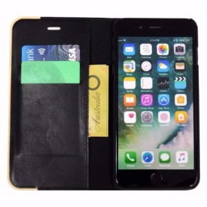 Walnut Black Leather Wood iPhone 7 PLUS Case