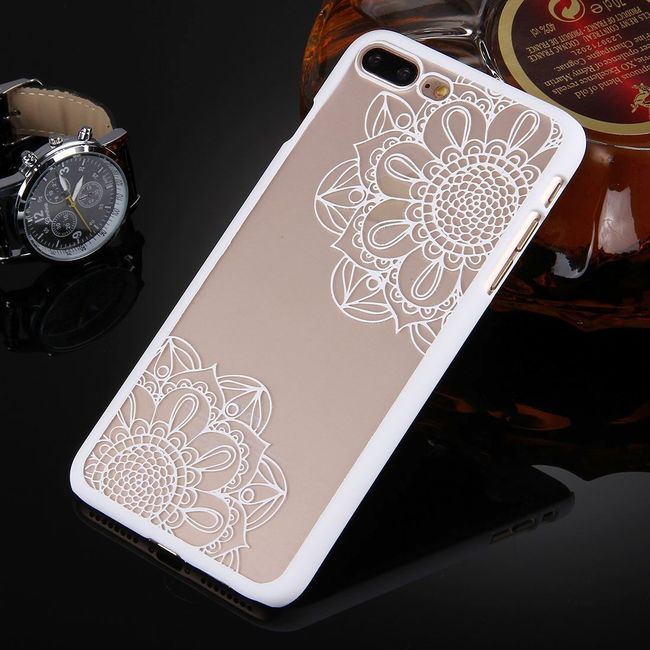 White Embossed Flower Mandala Transparent iPhone 7 PLUS Case