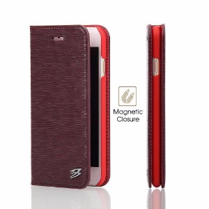 Wine Red Fierre Shann Toothpick Genuine Cow Leather Wallet iPhone 7 PLUS Case