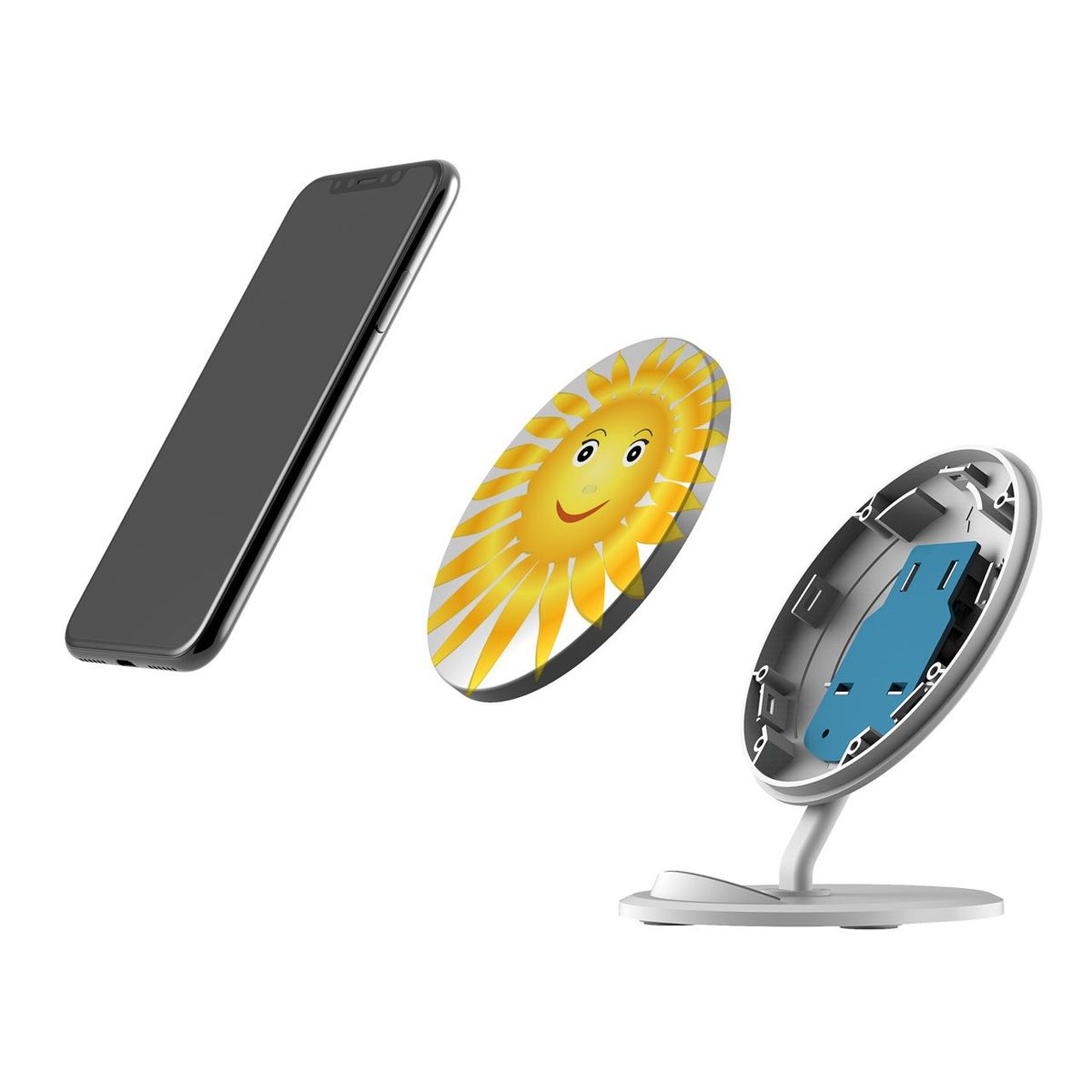 QI Wireless Charger iPhone 11,11 Pro, 11 Pro Max, Samsung Galaxy S10, S10+,Note 10/10+, Smiling Sun